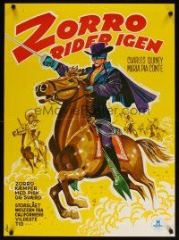 4a395 LA ULTIMA AVENTURA DEL ZORRO Danish '69 cool art of the masked hero on horseback!