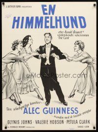 4a406 PROMOTER Danish '52 The Card, great Wenzel art of Alec Guinness, Glynis Johns!