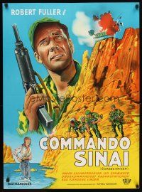 4a419 SINAI COMMANDOS Danish '71 Robert Fuller in the story of the Six Day War, action art!