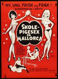 4a420 SKOLE PIGESEX PA MALLORCA Danish '70s Danish sexploitation, sexy art of nearly nude women!