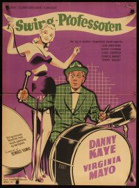 4a425 SONG IS BORN Danish '50 artwork of drummer Danny Kaye & sexy Virginia Mayo!