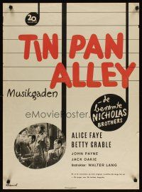 4a438 TIN PAN ALLEY Danish '50 Alice Faye & Betty Grable, Klitgaard art!