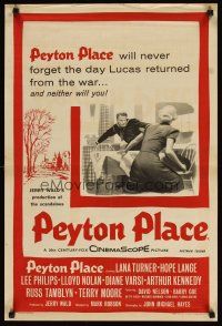 4a445 PEYTON PLACE English double crown '58 Lana Turner, from the novel by Grace Metalious!