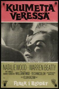 4a065 SPLENDOR IN THE GRASS Finnish '61 Natalie Wood kissing Warren Beatty, directed by Elia Kazan