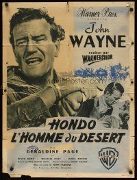 4a108 HONDO French 23x32 '54 3-D John Wayne was a stranger to all but the surly dog at his side!