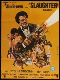 4a110 SLAUGHTER French 23x32 '72 AIP, G. Akimoto art of Jim Brown & sexy Stella Stevens!