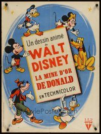 4a113 WALT DISNEY French 23x32 '50s Grinsson art of Mickey Mouse, Pluto, Donald Duck & more!