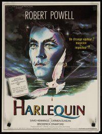 4a123 HARLEQUIN French 15x21 '81 art of Robert Powell by P. Marty, wild Australian sci-fi fantasy!