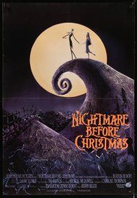 4a284 NIGHTMARE BEFORE CHRISTMAS Italian 1sh '94 Tim Burton, Disney, great Halloween horror image!