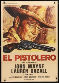 4a286 SHOOTIST Spanish Italian 1sh '78 cool different artwork of cowboy John Wayne & revolver!