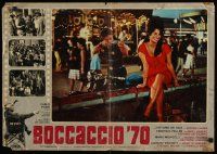 4a300 BOCCACCIO '70 Italian photobusta '62 Vittorio De Sica, sexy Sophia Loren in red dress!