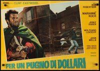 4a310 FISTFUL OF DOLLARS Italian photobusta '67 Sergio Leone classic, Clint Eastwood in action!