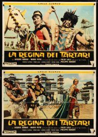 4a320 HUNS set of 7 Italian photobustas '62 Sergio Grieco's La Regina dei tartari, Chelo Alonso!