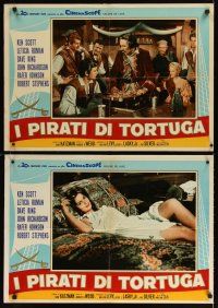 4a333 PIRATES OF TORTUGA set of 9 Italian photobustas '61 their name was feared above all others!