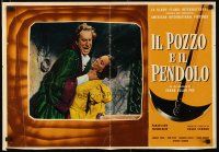 4a334 PIT & THE PENDULUM Italian photobusta '61 Poe's greatest tale, Vincent Price, Steele!
