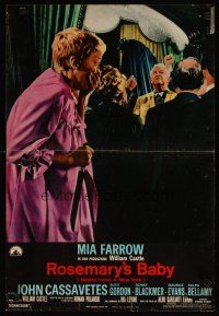 4a336 ROSEMARY'S BABY Italian photobusta '68 Roman Polanski, pretty Mia Farrow w/knife!