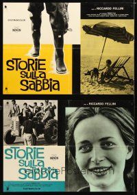 4a343 STORIE SULLA SABBIA set of 2 Italian photobustas '62 Riccardo Fellini, Francesca De Seta!