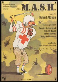 4a252 MASH Polish 27x38 '90 Robert Altman classic, Marszatek art of golfing football player!