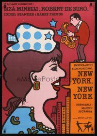 4a255 NEW YORK NEW YORK Polish 27x38 '78 Mlodozeniec art of De Niro & singing Liza Minnelli!
