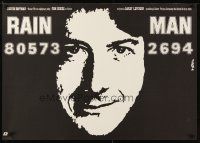 4a260 RAIN MAN Polish 27x38 '90 Erol art of autistic Dustin Hoffman, directed by Barry Levinson!