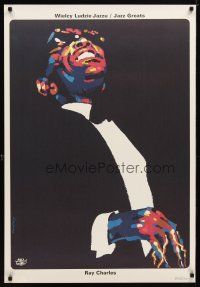 4a261 RAY CHARLES: JAZZ GREATS Polish commercial poster '90 art of musician by Swierzy!
