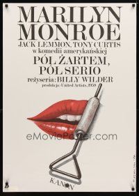 4a266 SOME LIKE IT HOT Polish 27x38 R87 Walkuski art of sexy Marilyn Monroe's lips!