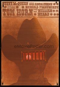 4a273 TOM HORN Polish 27x38 '83 Steve McQueen, great different Terechowicz art of cowboy!