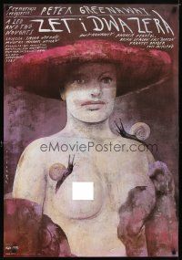 4a279 ZED & TWO NOUGHTS Polish 27x38 '94 Peter Greenaway, art of naked girl by Sadowski!