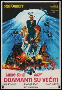 4a149 DIAMONDS ARE FOREVER Yugoslavian '71 art of Sean Connery as James Bond by Robert McGinnis!