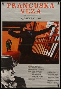 4a156 FRENCH CONNECTION Yugoslavian '73 Gene Hackman in movie chase climax, directed by Friedkin!