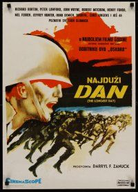 4a175 LONGEST DAY Yugoslavian '62 Zanuck's World War II D-Day movie with 42 international stars!