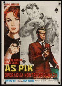 4a187 OPERATION COUNTERSPY Yugoslavian '66 cool Mos gambling & guns artwork, Bond imitation!