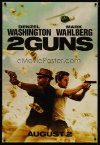 4b005 2 GUNS teaser DS 1sh '13 cool action image of Denzel Washington & Mark Wahlberg!