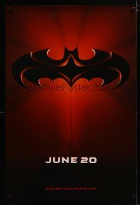4b064 BATMAN & ROBIN advance DS 1sh '97 Clooney, O'Donnell, cool image of bat symbol!