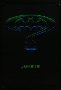 4b071 BATMAN FOREVER teaser 1sh '95 Kilmer, Kidman, cool question mark & cowl design!