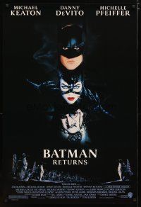 4b072 BATMAN RETURNS 1sh '92 collage of Michael Keaton, Danny DeVito, sexy Michelle Pfeiffer!