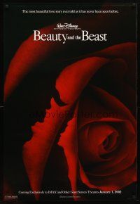 4b078 BEAUTY & THE BEAST advance DS 1sh R02 Walt Disney cartoon classic, art of cast in rose!