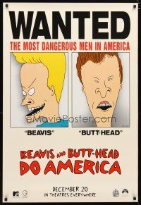 4b080 BEAVIS & BUTT-HEAD DO AMERICA teaser 1sh '96 Mike Judge, most dangerous men in America!