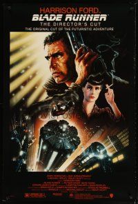 4b097 BLADE RUNNER DS 1sh R92 Ridley Scott sci-fi classic, art of Harrison Ford by John Alvin!