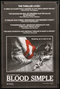 4b100 BLOOD SIMPLE 1sh '85 Joel & Ethan Coen, Frances McDormand, cool film noir gun image!