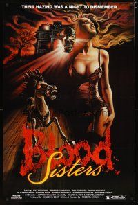 4b101 BLOOD SISTERS 1sh '87 Roberta Findlay directed, their hazing was a night to dismember!