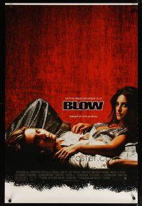 4b102 BLOW DS foil title 1sh '01 Johnny Depp & Penelope Cruz in cocaine biography!