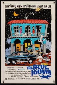 4b105 BLUE IGUANA 1sh '88 Dylan McDermott, really cool artwork of gangsters in shootout!