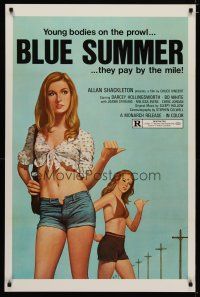 4b107 BLUE SUMMER 1sh R75 art of sexy hitchhikin' babes on the prowl who pay by the mile!