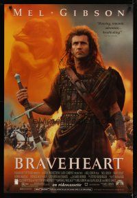4b119 BRAVEHEART video 1sh '95 cool image of Mel Gibson as William Wallace!