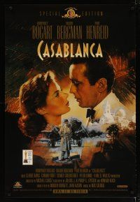 4b143 CASABLANCA video 1sh R98 Dudash art of Humphrey Bogart & Ingrid Bergman, Michael Curtiz!