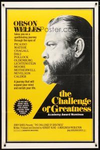 4b151 CHALLENGE 1sh '74 cool profile of Orson Welles in beard!