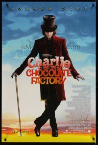 4b153 CHARLIE & THE CHOCOLATE FACTORY July 2005 style advance DS 1sh '05 Johnny Depp as WIlly Wonka