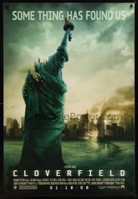 4b170 CLOVERFIELD advance 1sh '08 wild image of destroyed New York & Lady Liberty decapitated!