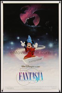 4b249 FANTASIA DS 1sh R90 great image of Sorcerer's Apprentice Mickey Mouse, Disney classic!